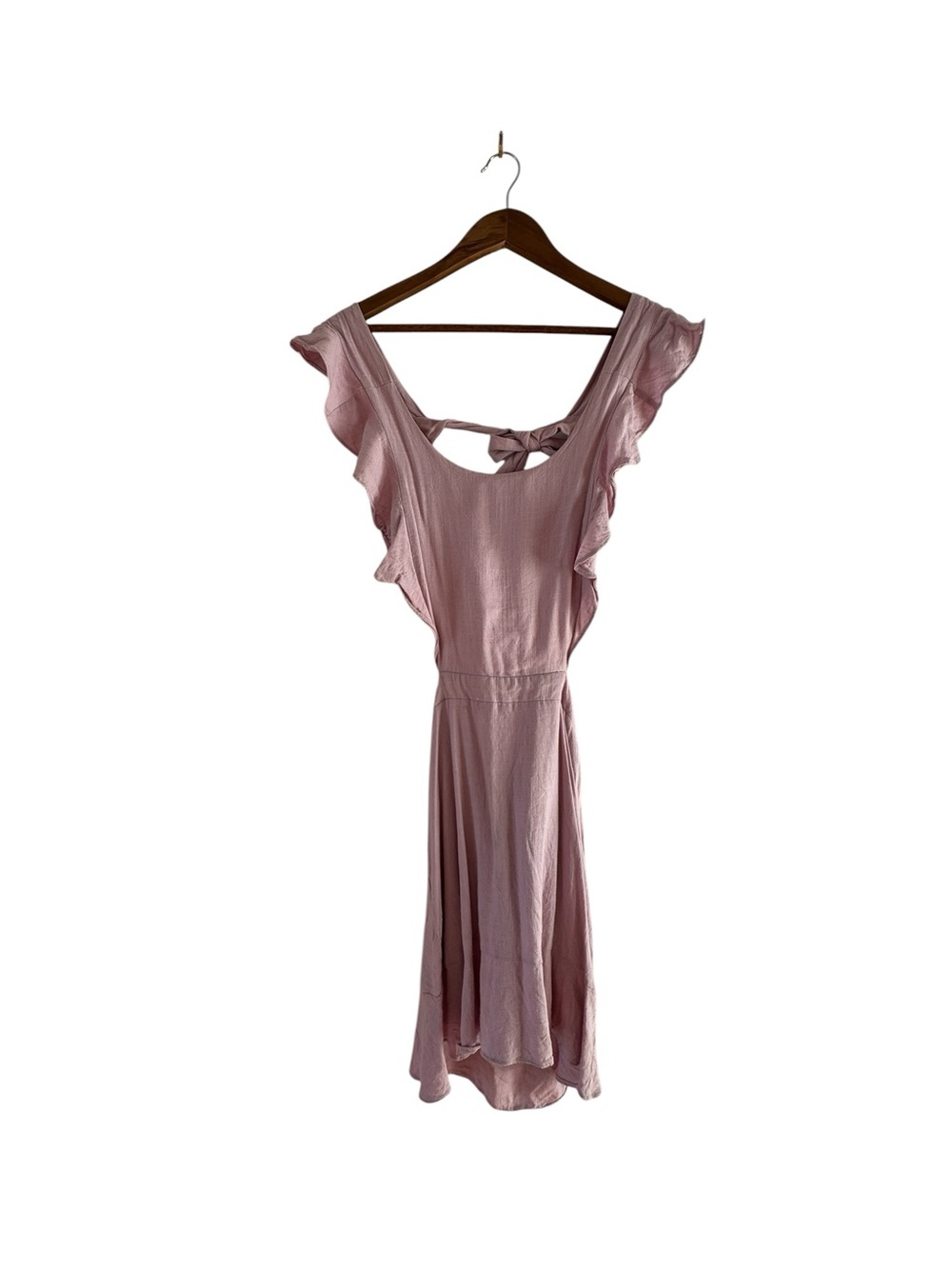 The Games We Play Dusty Pink Ruffle Cap Sleeve Dress Cotton Blend